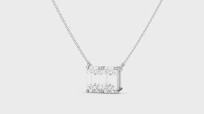 Twin Emerald North-South Diamond Pendant With Chain