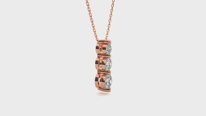 Three Stone Pendant Necklace (With Chain)