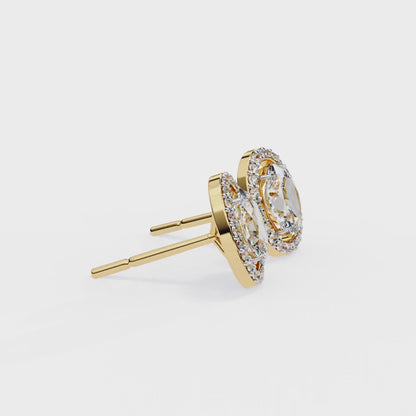 0.50 ct Oval Solitaire Studs with Halo.