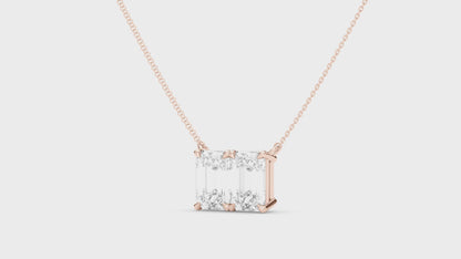 Twin Emerald North-South Diamond Pendant With Chain