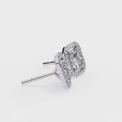 0.50 ct Radiant Solitaire Studs with Halo.