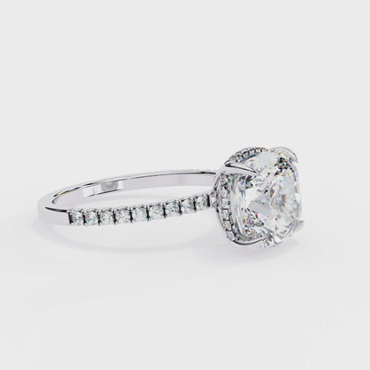 Solitaire Cushion with side diamond