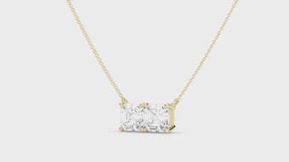 Twin Asscher Shaped Pendant With Chain