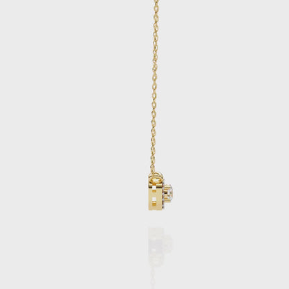 2.00 ct Square Cut Halo Pendant (With Chain)