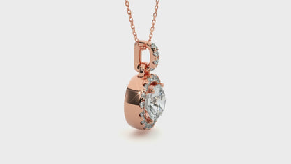 1.00 ct Round Halo Pendant (Without Chain)