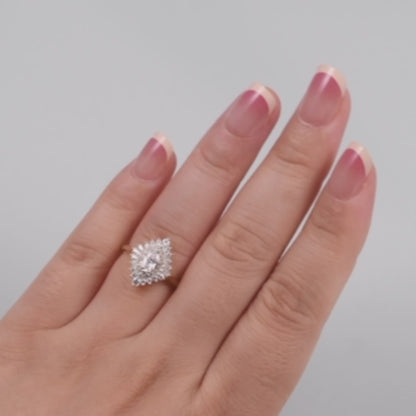 Oval Halo Cluster Ring