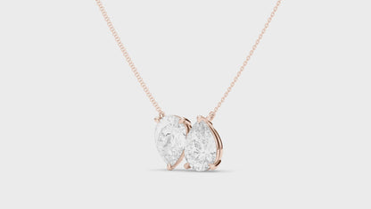 Twin Pear North-South Pendant With Chain