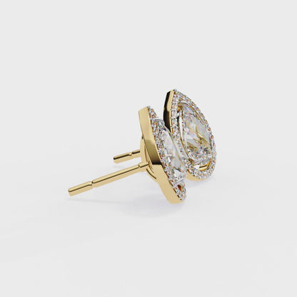 0.50 ct Pear Solitaire Studs with Halo.