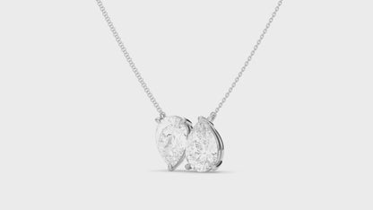 Twin Pear North-South Pendant With Chain
