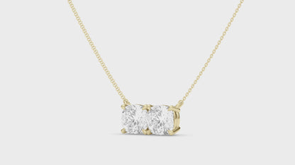 Twin Cushion Shaped Pendant With Chain