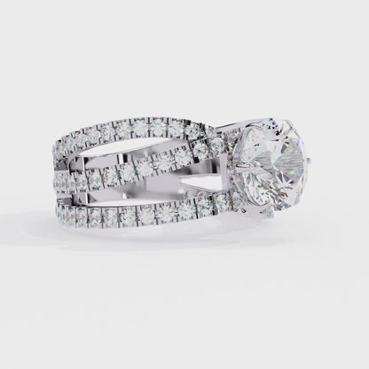 Cross Band Solitaire Ring