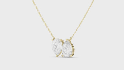 Twin Pear North-South Pendant With Chain