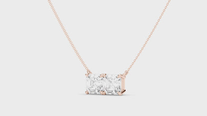 Twin Asscher Shaped Pendant With Chain