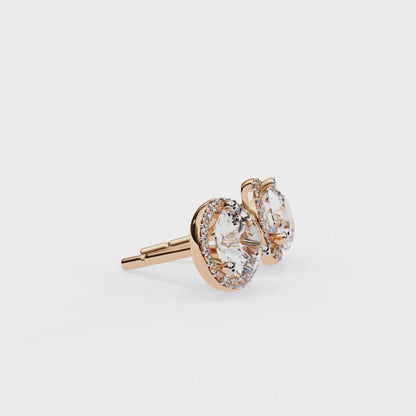 Round Solitaire Studs with Halo