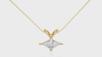 2.00 ct Princess Solitaire Pendant (With Chain)