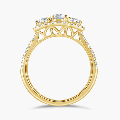 Round 3-Stone Halo Ring